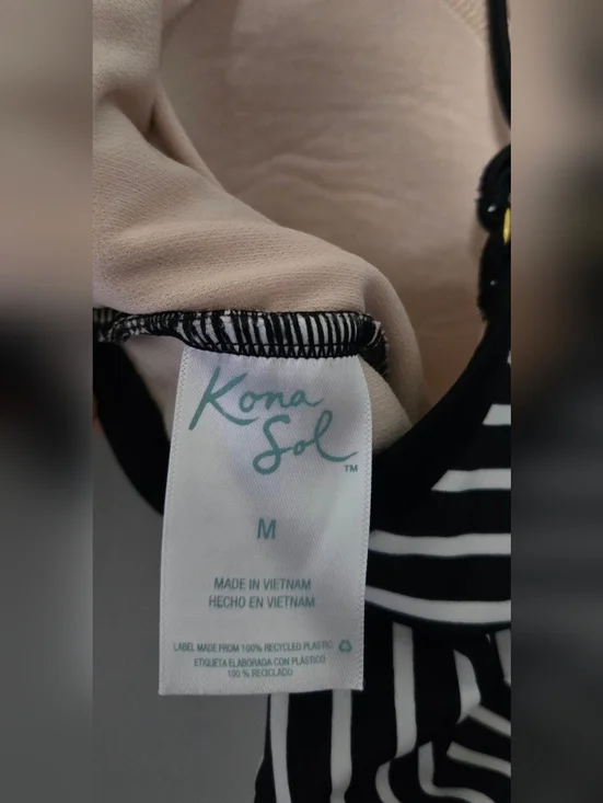 Black & White Striped Twist-Front Crop Top. Yellow & White Striped Bikini Top. - Picture 4 of 7